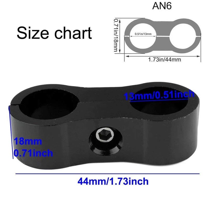 Larlansz 6PCS AN6 6AN Billet Aluminum Fuel line Mounting Hose Separator Clamp for Fuel Line, Oil Hose, Brake Line, Water Pipe, Gas Line black - Image 3